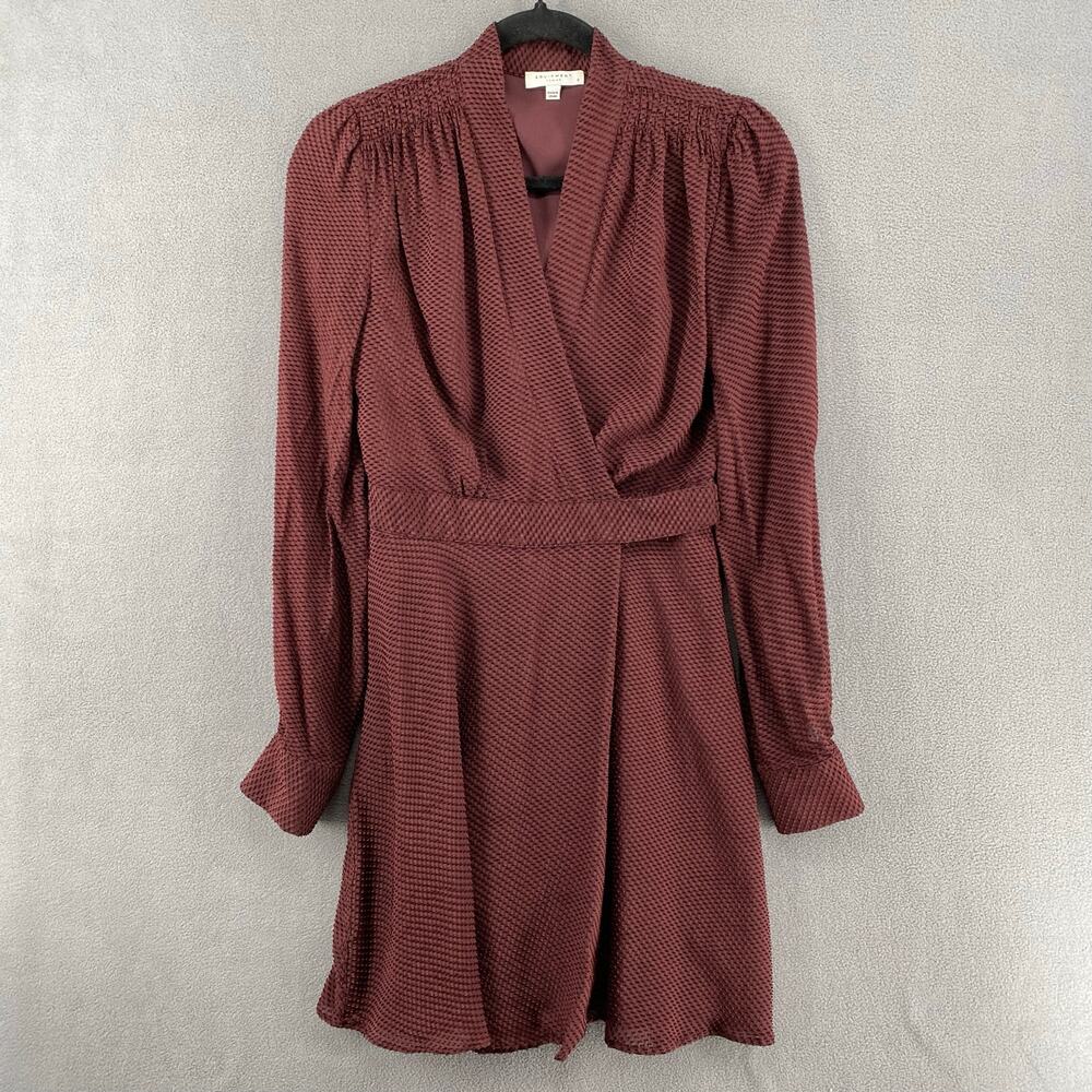 Equipment Silk Viscose Blend Allaire Wrap Dress Womens 0 Burgundy‎ Chic Romantic
